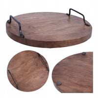 DESKA DO SERWOWANIA drewno mango z czarnymi uchwytami metalowymi 30 cm