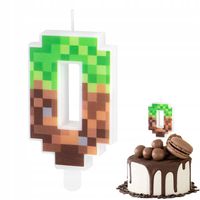 ŚWIECZKA URODZINOWA CYFERKA 0 Z MOTYWEM MINECRAFT KLOCKI CYFRA NA IMPREZĘ