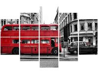 70 100CM OBRAZ 5 ELEM CZERWONY PIĘTRUS DRUK PŁÓTNO