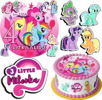 ZESTAW OPŁATEK NA TORT 30CM + 17 POSTACI - LITTLE PONY + IMIĘ 24CM 26CM