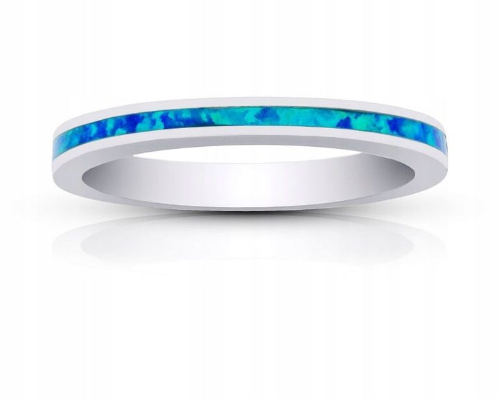 Pierścionek srebrny z niebieskim opalem wokół 925 r.12 zdjęcie 2
