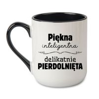 KUBEK „PIĘKNA INTELIGENTNA DELIKATNIE PIERDOLNIĘTA” Wzór - Elegant Coffee Czarny 330 ml