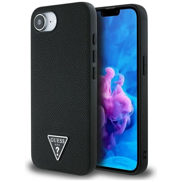 etui guess grained triangle magsafe do   iphone 16e czarny zdjęcie 1