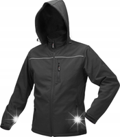 KURTKA SOFTSHELL MĘSKA XL WODOODPORNA CIEPŁA Z KAPTUREM OBSIDIAN CZARNA