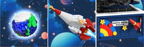KLOCKI UKŁAD ZIEMIA PLANETA RUCHOMY KOSMOS RAKIETY SAMOLOT LED 554szt 6w1 na Arena.pl