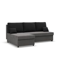 Narożnik z funkcją spania, Flow, 201x138x92 cm, szary, czarny | TYLETEGOTU