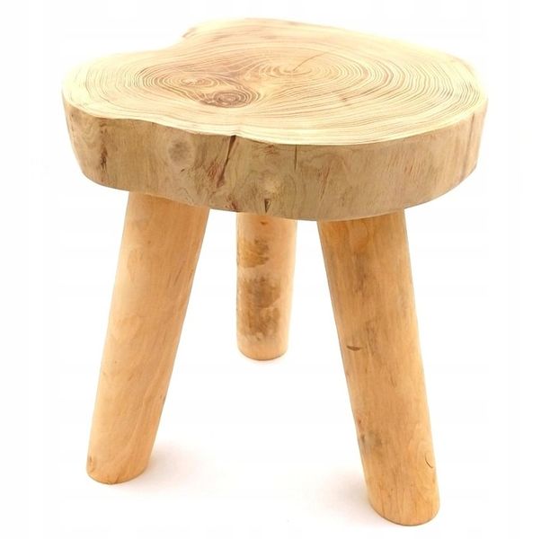 STOŁEK TABORET DREWNIANY 35cm SZLIF zdjęcie 1