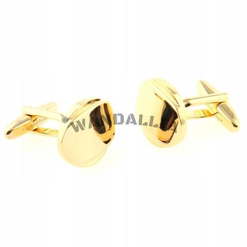 WANDALLIA Spinki do mankietów SP-MN-699 Owalne Złote Klasyczne Męskie na Arena.pl