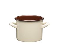 Garnek emaliowany polewany gładki GORDON 14 cm 1,5 l kremowy brązowy środek