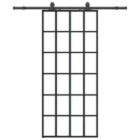 Drzwi przesuwne z zestawem okuć czarne 90x205 cm ESG szkło