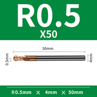 Frez kulowy, kula 2-ostrzowy VHM powłoka TiSiN Rozmiar: Ø1xR0.5x4Dx50L