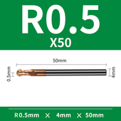 Frez kulowy, kula 2-ostrzowy VHM powłoka TiSiN Rozmiar: Ø1xR0.5x4Dx50L