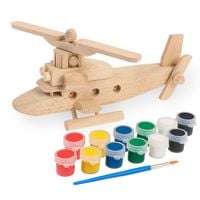 Drewniana zabawka John Paddle - Helikopter - 25cm z zestawem farbek