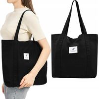 TORBA CZARNA DUŻA MIEJSKA PŁÓCIENNA NA ZAKUPY KSIĄŻKI RAMIĘ SZKOLNA