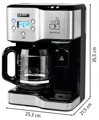 Ekspres przelewowy kawy 2w1 Yoer 1900W +Dystrybutor wody na herbatę +Timer na Arena.pl