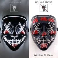 Maska LED neonowa straszna biała