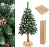 DUŻA CHOINKA SZTUCZNA NA PNIU DIAMENTOWA SOSNA Z SZYSZKAMI 220 cm PREMIUM