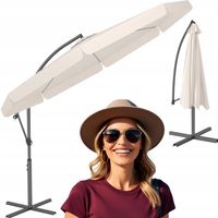 DUŻY PARASOL Z WYSIĘGNIKIEM 8-RAMIENNY OGRODOWY TARAS KREMOWY 350 x 250 cm