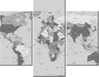 70 90CM OBRAZ 3 ELEM WORLD MAP ŚCIENNY PŁÓTNO
