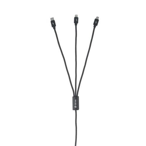 Kabel Devia Pheez 3w1 8-pin / micro / typ-C czarny na Arena.pl