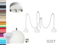 LAMPA kula biała z chromem pająk 3 wisząca + GU10
