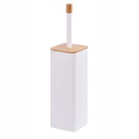 Szczotka do WC łazienki biała wysoka zamknięta z bambusem loft YOKA HOME