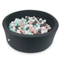 Suchy basen 110x40cm grafitowy z piłeczkami 500szt (białe, różowozłote, jasnomiętowe, grafitowe)
