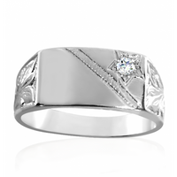 SREBRNY SYGNET Z CYRKONIĄ PRÓBA SREBRA 925 GRAWER GRATIS