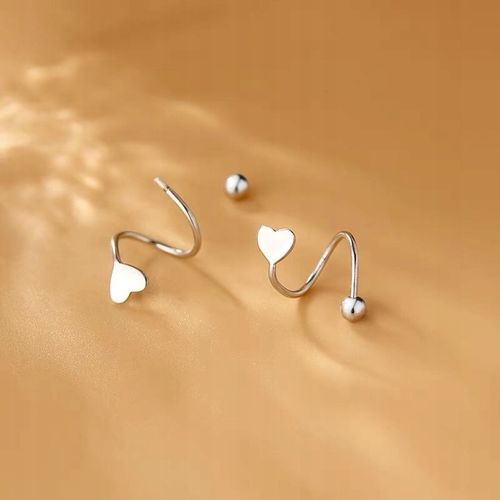 Kolczyki Srebrne PRÓBA 925 SREBRO Serca Sztyfty WKRĘTKI Damskie na Arena.pl