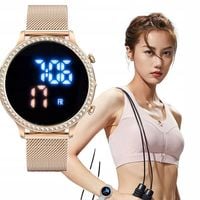 MODNY STYLOWY ZEGAREK DAMSK LED CYRKONIE MESH IDEALNY PREZENT NA WALENTYNKI