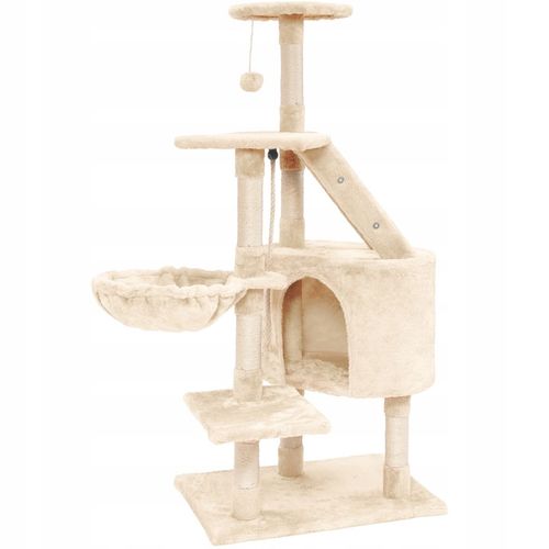 DRAPAK DLA KOTA WIEŻA LEGOWISKO DOMEK Z ZABAWKAMI BEŻOWY DUŻY XXL 120 cm na Arena.pl