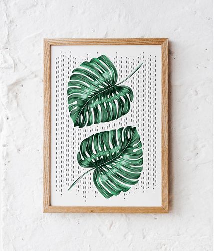 Plakat monstera liście 29,7x42 cm A3 na Arena.pl
