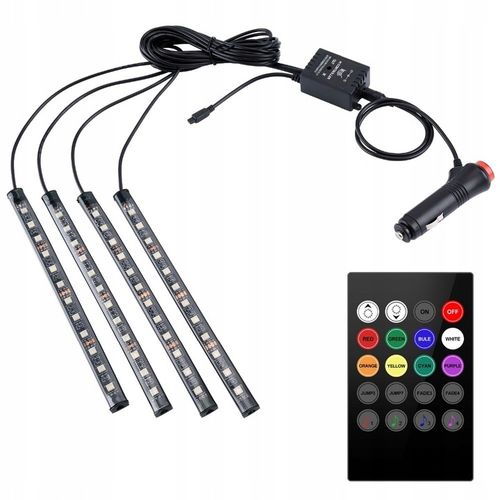 OŚWIETLENIE KABINY 4x12 LED RGB MUSIC AUDIO DŹWIĘK na Arena.pl