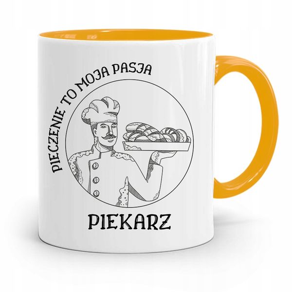 Kubek Żółty Dla Piekarza Pieczenie To Moja Pasja Z Nadrukiem Ze Zdjęciem zdjęcie 1