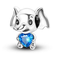 Zawieszka SREBRO 925 Charms Koralik Słonik z sercem