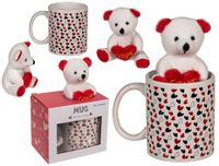 Kubek w Serduszka z Pluszowym Misiem - Prezent na Walentynki dla Niej