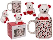 Kubek w Serduszka z Pluszowym Misiem - Prezent na Walentynki dla Niej