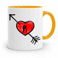 Kubek Żółty Na Walentynki Serduszko Love Prezent Z Nadrukiem Ze Zdjęciem