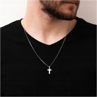 Srebrny krzyżyk męski klasyczny wisiorek rodowany srebro 925 BLINGART