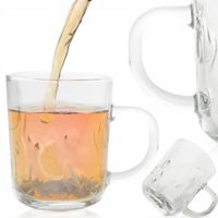 KUBEK SZKLANY Z UCHEM SZKLANKA DO KAWY HERBATY 220 ML GRUBE SZKŁO