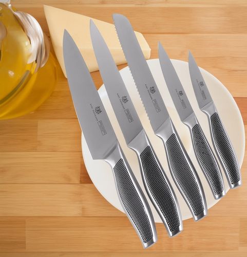 ZESTAW KOMPLET 5 noży kuchennych STALOWE OSTRE NOŻE nóż szefa kuchni STAL na Arena.pl
