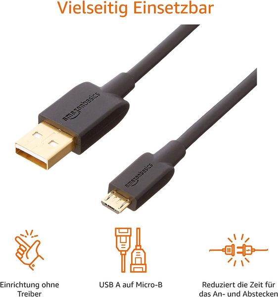 AmazonBasics 7A82V4 kabel USB 0,9 m USB 2.0 USB A Micro-USB B Czarny zdjęcie 8