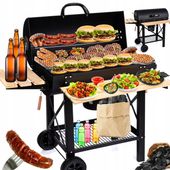 GRILL WĘGLOWY OGRODOWY Z POKRYWĄ ZAMYKANY STOŁOWY PRZENOŚNY BECZKA PRO BBQ
