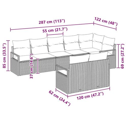 Zestaw Sof na Ogród 8 pcs Jasnoszary Polirattan na Arena.pl