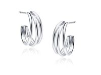 Delikatne rodowane srebrne kolczyki otwarte kółka księżyce srebro 925 Z1877ER