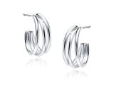 Delikatne rodowane srebrne kolczyki otwarte kółka księżyce srebro 925 Z1877ER