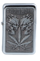 Elegancka Zapalniczka Benzynowa Gentelo z Motywem Liścia i Czaszki