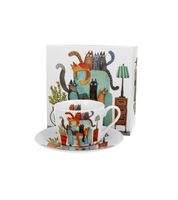 FILIŻANKA ZE SPODKIEM DUO KOTY NA FOTELU NA PREZENT 230 ML