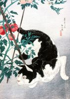 Plakat 59,4x84,1cm Cat with Tomato Plant, Takahashi Japoński Vintage do Sal
