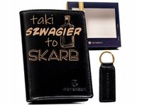 Portfel skórzany czarny GIFT BOX dla mężczyzny SZWAGIER elegancki prezent